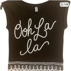 Beautees black ooh la la short sleeve shirt size M